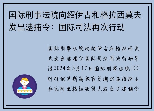 国际刑事法院向绍伊古和格拉西莫夫发出逮捕令：国际司法再次行动